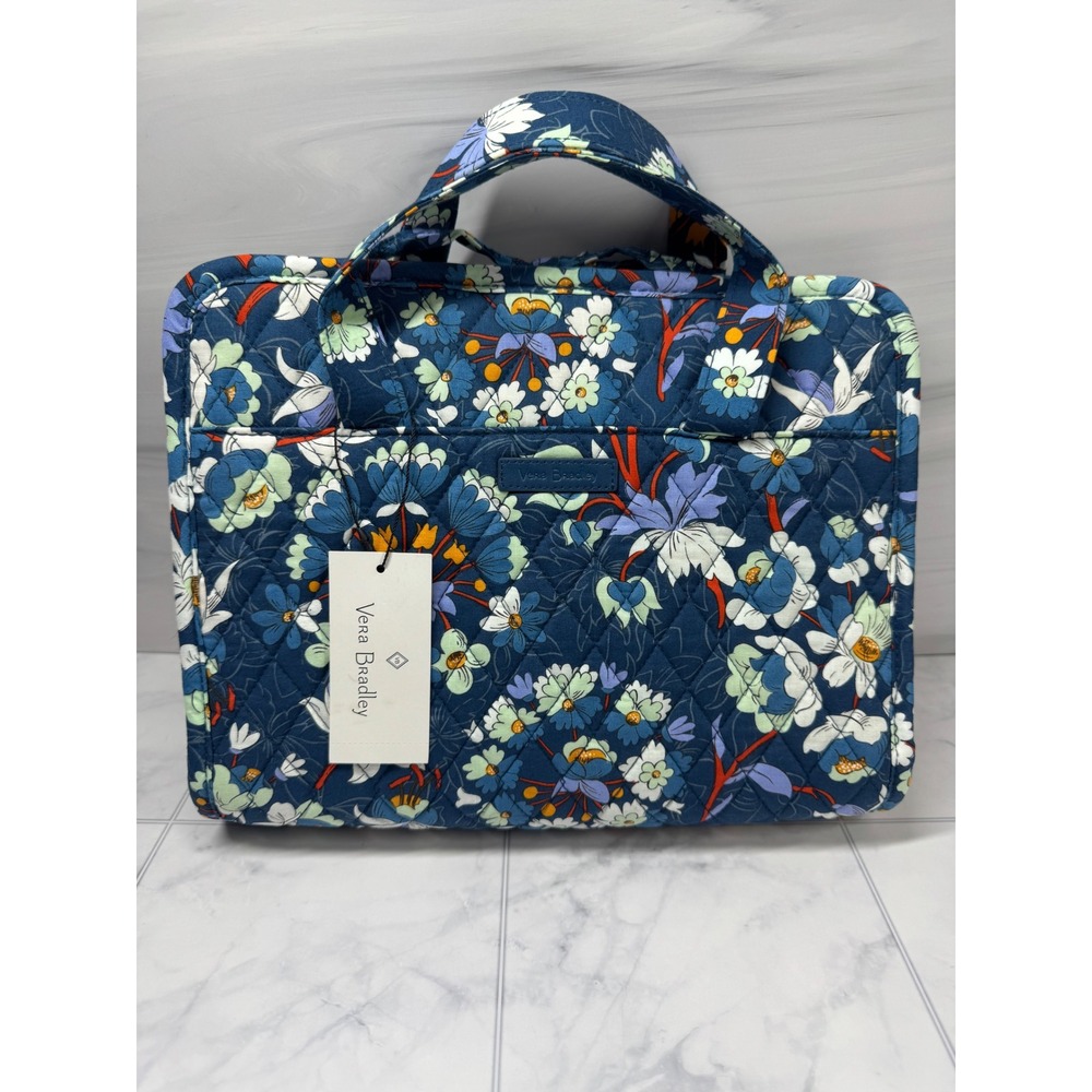 Vera Bradley Hanging Travel Organizer Blue Floral Quilted Toiletry Bag NWT
